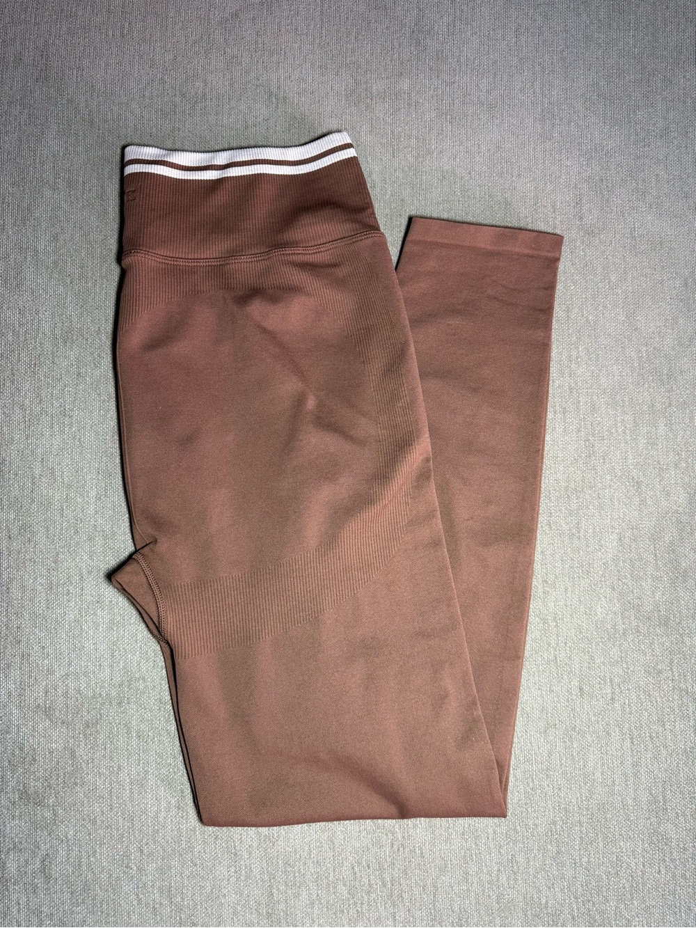 PINK Victoria's Secret Brown Leggings with White-Striped Waistband